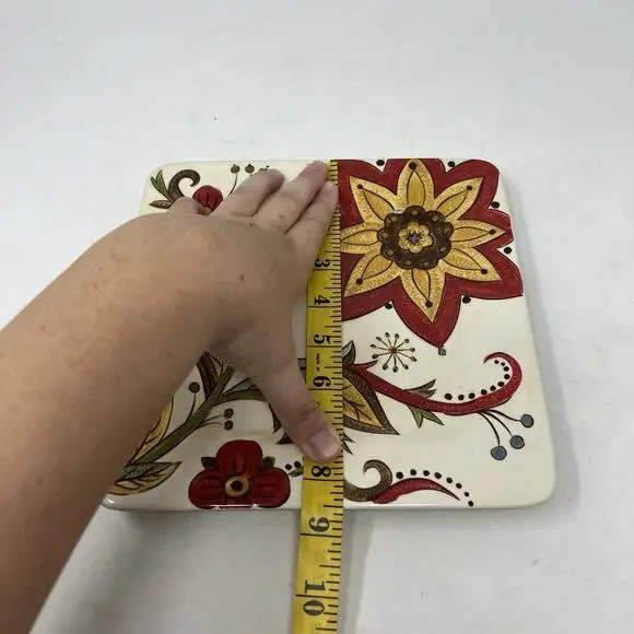 Pier 1 Imports Carynthum Square Salad Plate 8.75" Floral Set of 2 Earthenware , - Picture 3 of 3